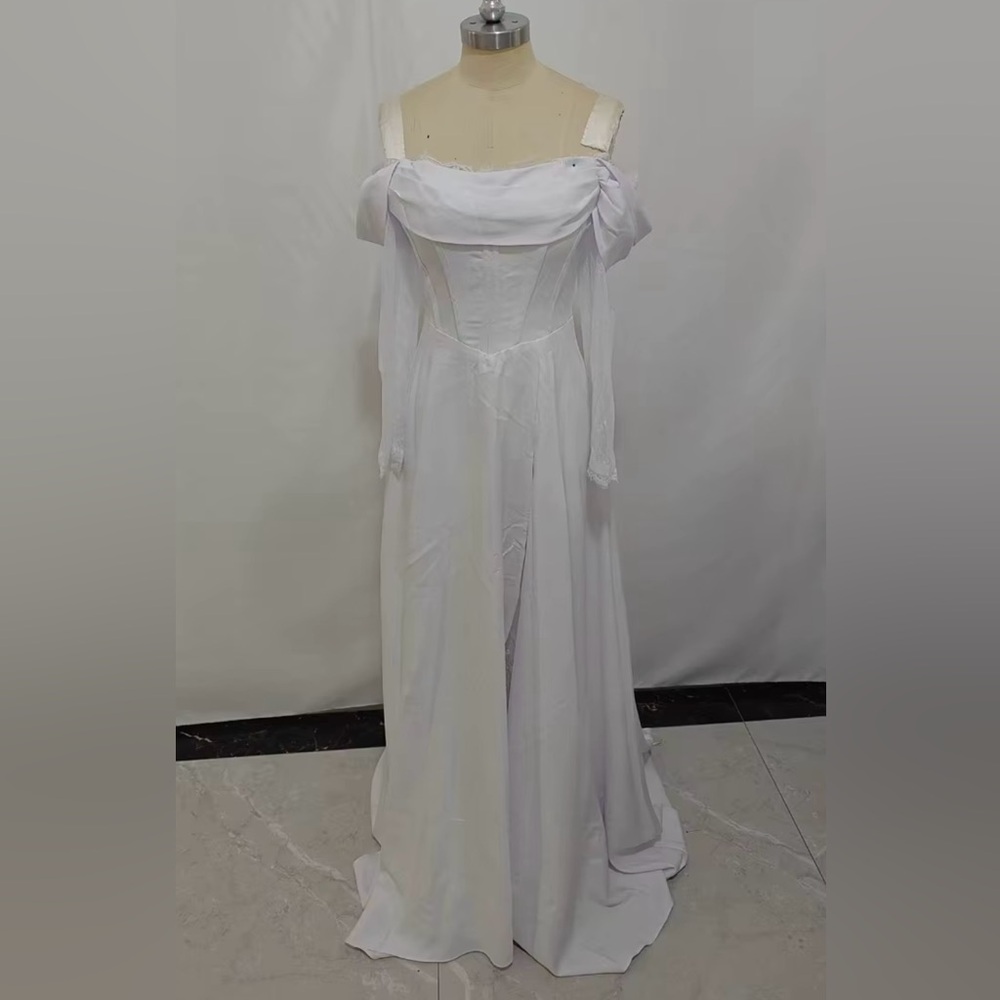 **NEW** White Corset Back with Lace Inserts Wedding Dress